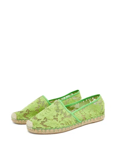 Pre-owned Valentino Garavani Floral-lace Espadrilles In Green