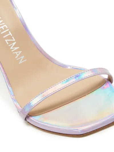 Pre-owned Stuart Weitzman 105mm Nudistcurve Iridescent Ankle-strap Sandals