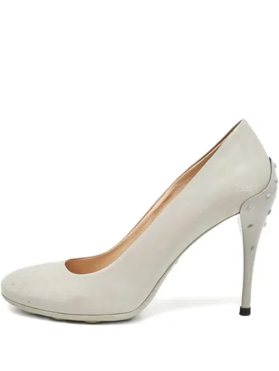 Pre-owned Tod's Vintage Studded Heeled Pumps In Gray