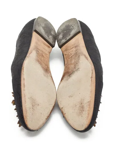 Pre-owned Dolce & Gabbana Embroidered Heart Motif Loafers In Black