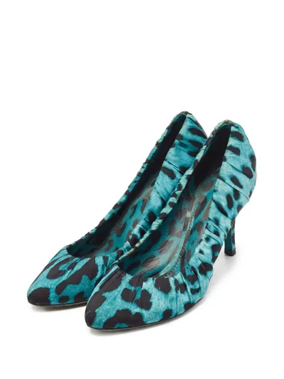 Pre-owned Dolce & Gabbana 120mm Leopard-print Pumps In Blue