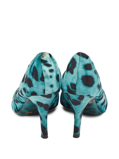 Pre-owned Dolce & Gabbana 120mm Leopard-print Pumps In Blue