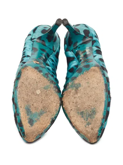 Pre-owned Dolce & Gabbana 120mm Leopard-print Pumps In Blue