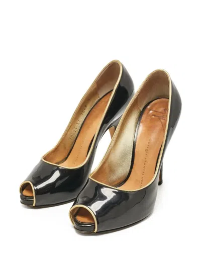 Pre-owned Giuseppe Zanotti Vintage  110mm Peep-toe Pumps In Black