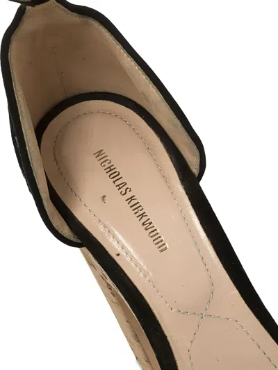 Pre-owned Nicholas Kirkwood  135mm Maya Lace-embellished Platform Sandals In Black