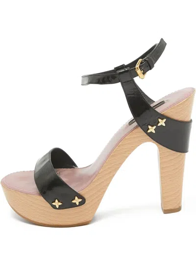 Pre-owned Louis Vuitton 130mm Patent-finish Platform Sandals In Black