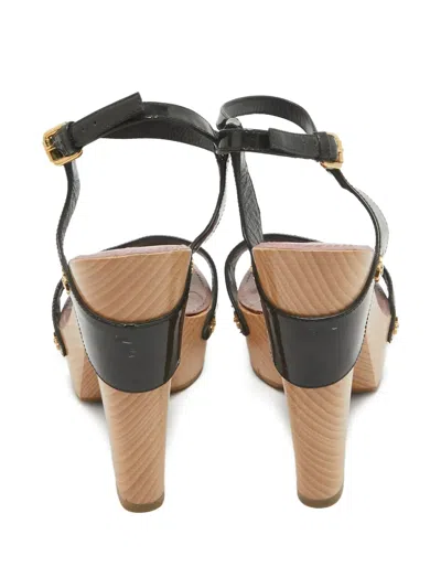 Pre-owned Louis Vuitton 130mm Patent-finish Platform Sandals In Black