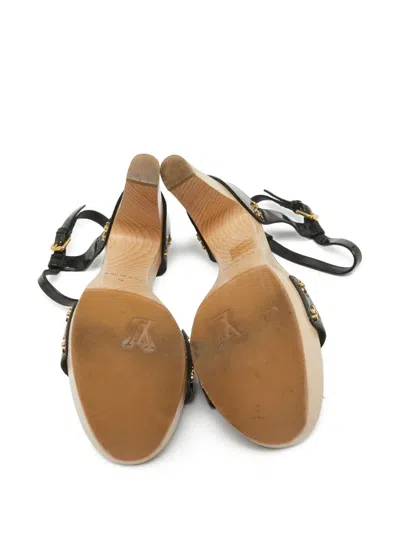 Pre-owned Louis Vuitton 130mm Patent-finish Platform Sandals In Black