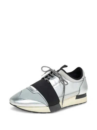 Pre-owned Balenciaga Race Runner Sneakers In Silver