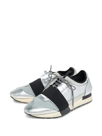 Pre-owned Balenciaga Race Runner Sneakers In Silver