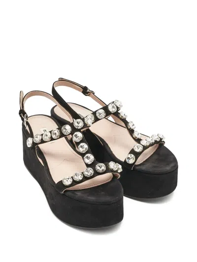 Pre-owned Miu Miu 50mm Rhinestone-embellished Platform Sandals