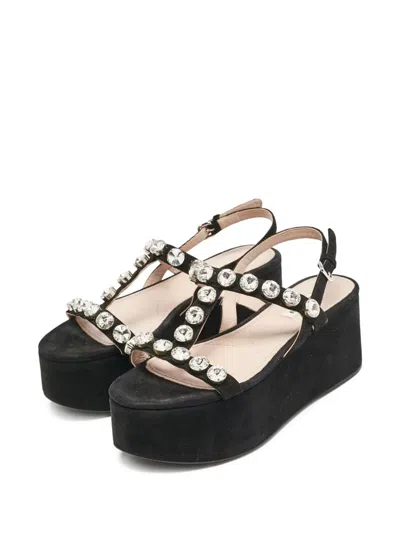 Pre-owned Miu Miu 50mm Rhinestone-embellished Platform Sandals