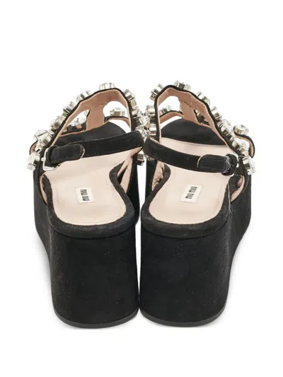 Pre-owned Miu Miu 50mm Rhinestone-embellished Platform Sandals