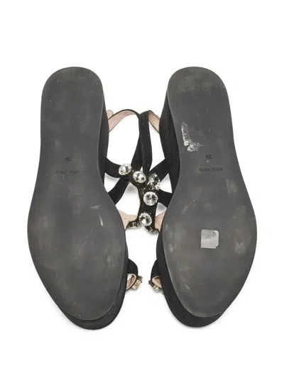 Pre-owned Miu Miu 50mm Rhinestone-embellished Platform Sandals