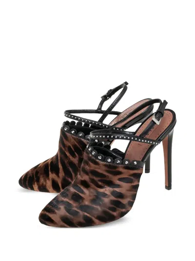 Pre-owned Alaïa 110mm Leopard-print Pumps In Brown