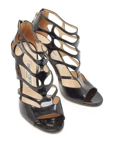 Pre-owned Jimmy Choo 110mm Cut-out Sandals In Black