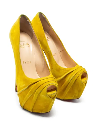 Pre-owned Christian Louboutin 150mm Drapesse Pumps In Yellow