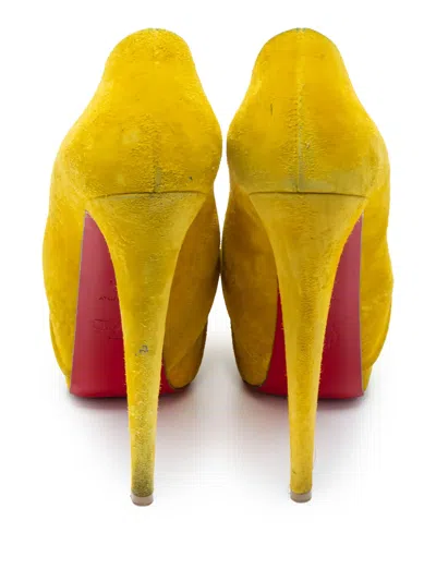 Pre-owned Christian Louboutin 150mm Drapesse Pumps In Yellow