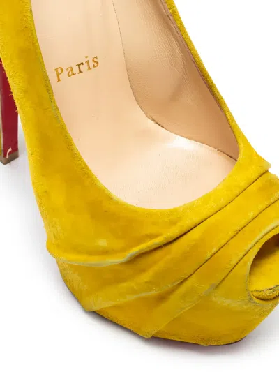 Pre-owned Christian Louboutin 150mm Drapesse Pumps In Yellow
