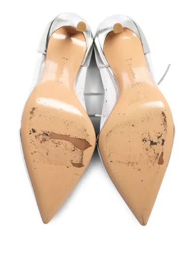 Pre-owned Gianvito Rossi  95mm Transparent Lace-up Stiletto Ankle Boots In Silver