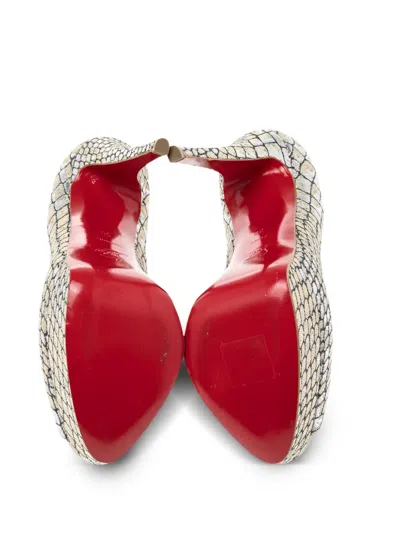Pre-owned Christian Louboutin 140mm Lady Peep Pumps In Silver