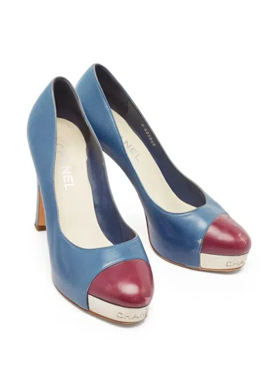 Pre-owned Chanel 110mm Cap-toe Platform Pumps