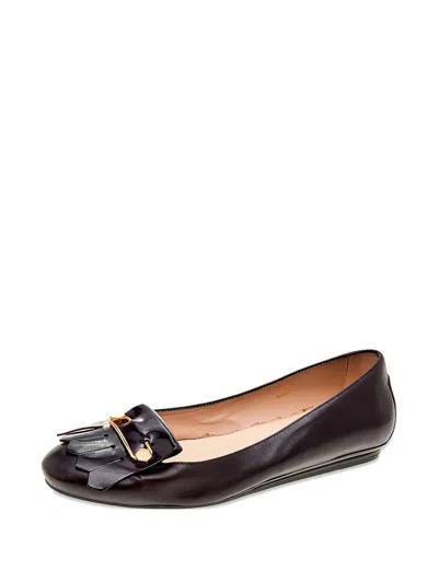 Pre-owned Tod's Vintage  Fringe-detail Leather Ballet Flats