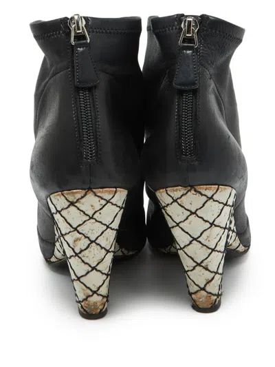 Pre-owned Chanel 105mm Camellia Peep-toe Wedge Boots