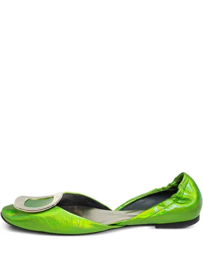 Pre-owned Roger Vivier Vintage Metallic Leather Ballet Flats