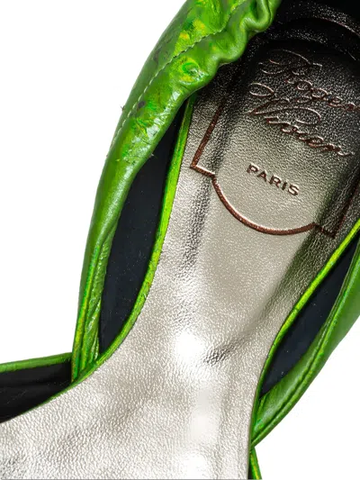 Pre-owned Roger Vivier Vintage Metallic Leather Ballet Flats