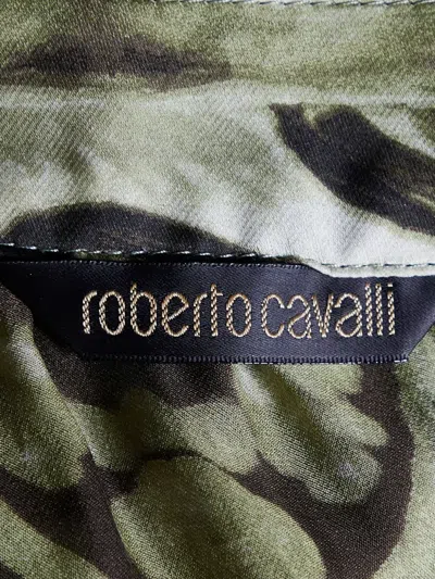 Pre-owned Roberto Cavalli Vintage  Abstract-print Tie-front Blouse
