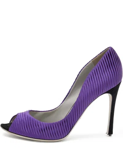 Pre-owned Sergio Rossi Vintage 110mm Pleated Open-toe Pumps