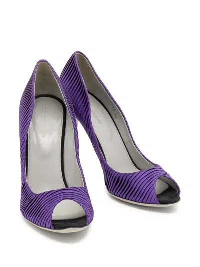 Pre-owned Sergio Rossi Vintage 110mm Pleated Open-toe Pumps
