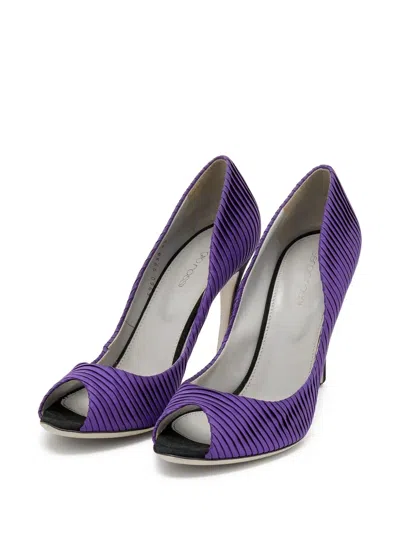 Pre-owned Sergio Rossi Vintage 110mm Pleated Open-toe Pumps