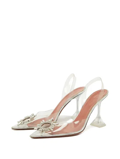 Pre-owned Amina Muaddi Embellished Pointed-toe Mules
