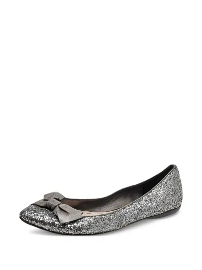 Pre-owned Miu Miu Glitter-embellished Ballet Flats