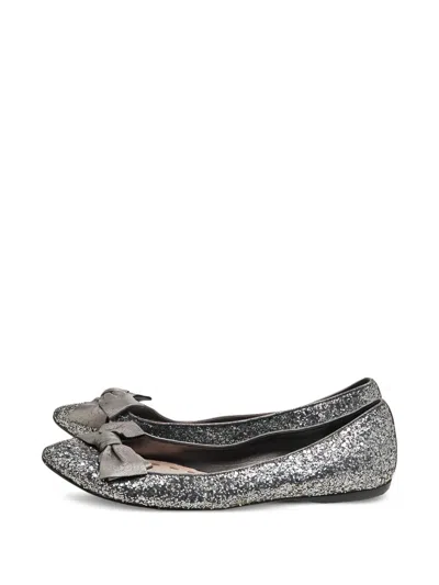 Pre-owned Miu Miu Glitter-embellished Ballet Flats