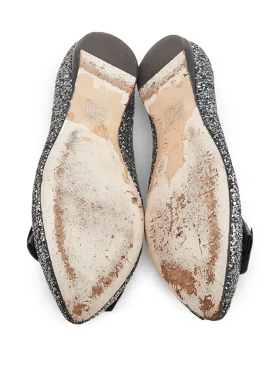 Pre-owned Miu Miu Glitter-embellished Ballet Flats