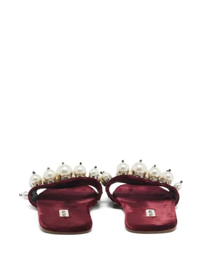 Pre-owned Miu Miu Pearl-embellished Flat Slides