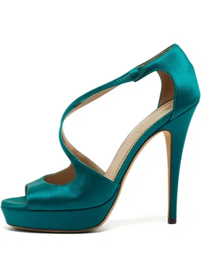 Pre-owned Saint Laurent 130mm Satin Platform Sandals