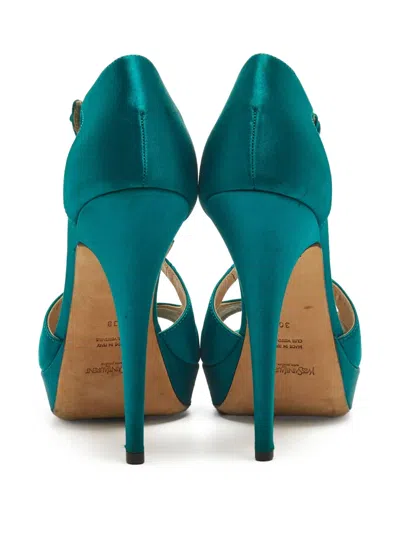 Pre-owned Saint Laurent 130mm Satin Platform Sandals