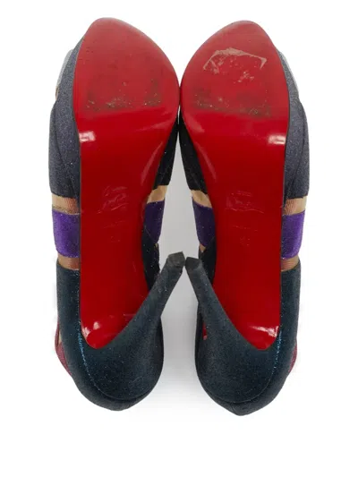 Pre-owned Christian Louboutin Mutlicolor Glitter Ziggy Ankle Booties