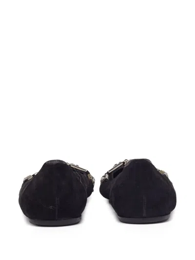 Pre-owned Gucci Crystal-embellished Suede Ballerina Flats