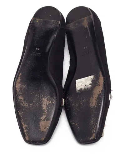 Pre-owned Gucci Crystal-embellished Suede Ballerina Flats