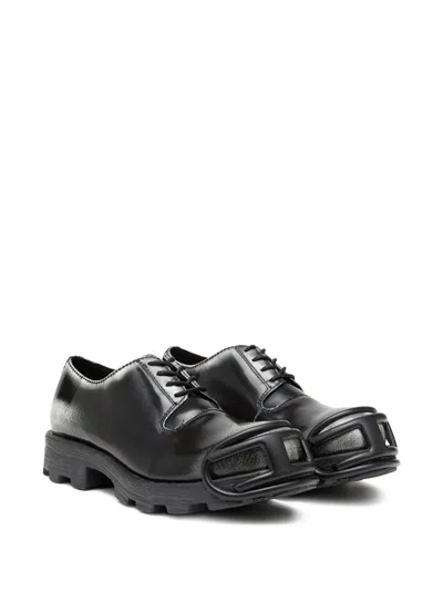 Diesel D-hammer-leather Lace-up Shoes With Oval D Toe Cap In Black