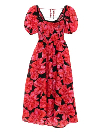 Charo Ruiz Ibiza Kyan Floral-print Cotton-blend Midi Dress In Red