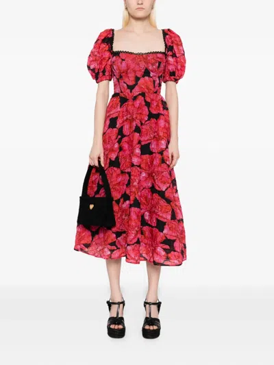 Charo Ruiz Ibiza Kyan Floral-print Cotton-blend Midi Dress In Red
