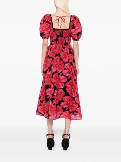 Charo Ruiz Ibiza Kyan Floral-print Cotton-blend Midi Dress In Red