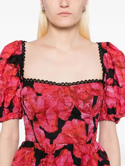 Charo Ruiz Ibiza Kyan Floral-print Cotton-blend Midi Dress In Red