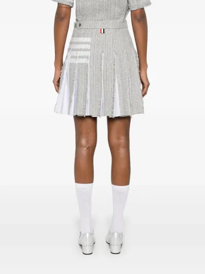 Thom Browne 4-bar Tweed Mini Skirt In Gray